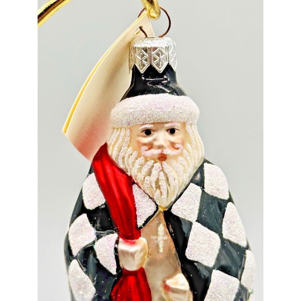 Patricia Breen Saint Louis Santa Black White Harlequin Ornament Christmas Tags - Picture 2 of 9